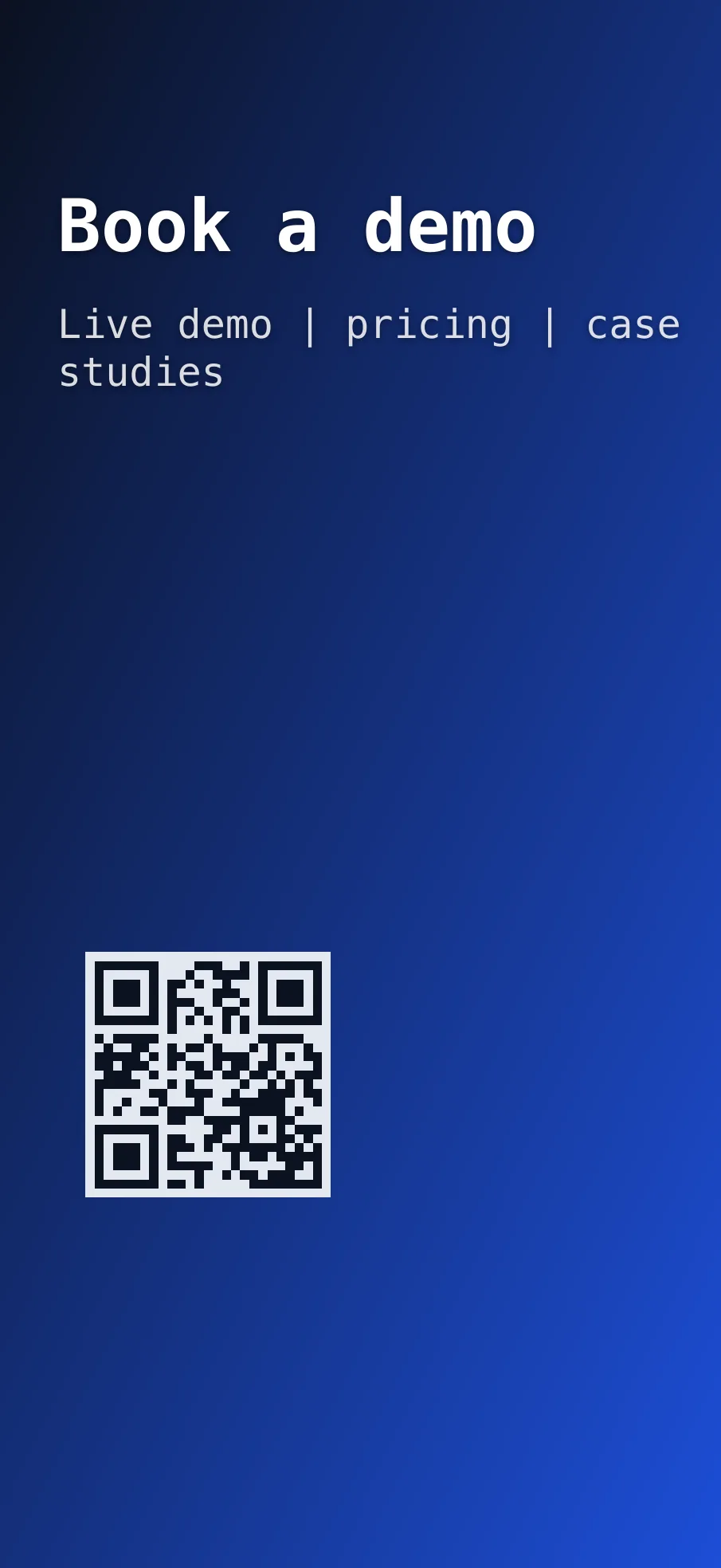 Lock screen wallpaper with a QR code linking to a demo booking page.